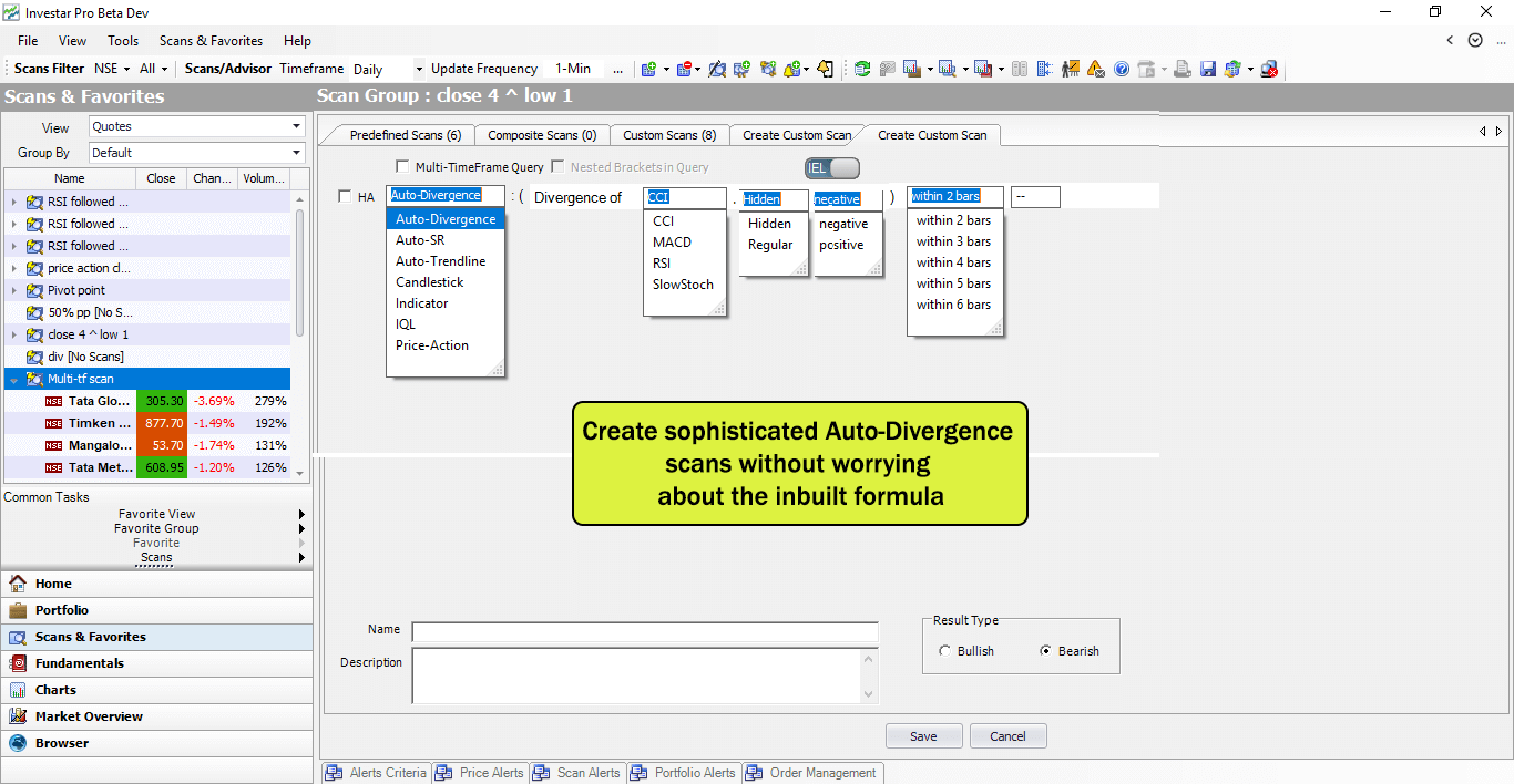 Auto-Divergence Scans