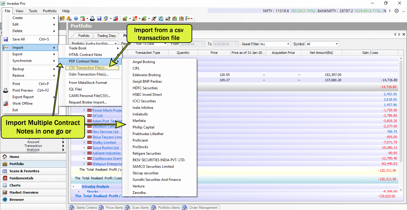 import csv transaction file
